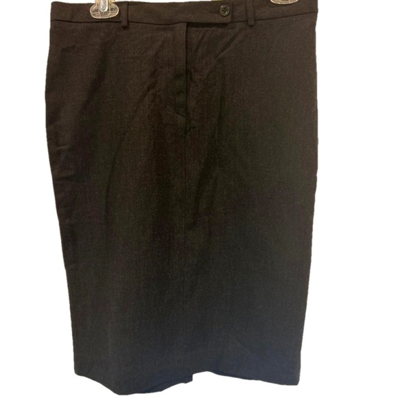 Theory Dark Gray Wool Blend Pencil Straight Skirt - Picture 1 of 4